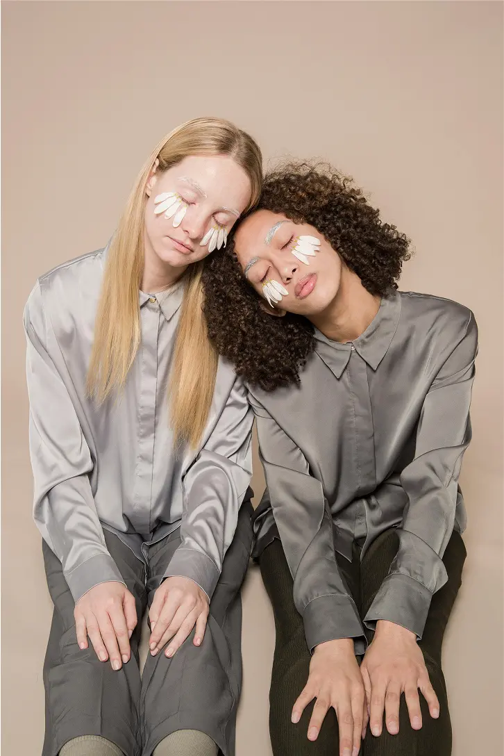 Two models with flower accessories